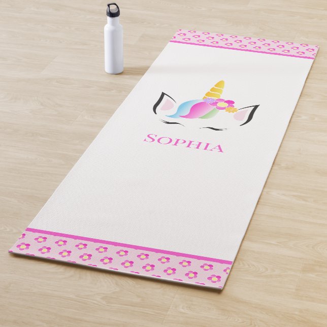 Rosa Personalisiert Magical Unicorn Illustration Yogamatte (Beispiel)