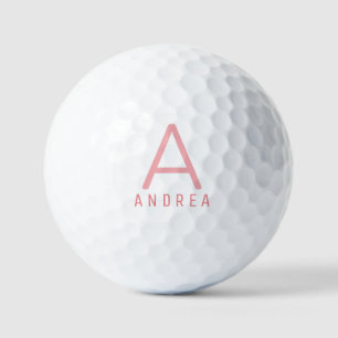 Rosa Personalisiert Modernes Monogramm Golfball