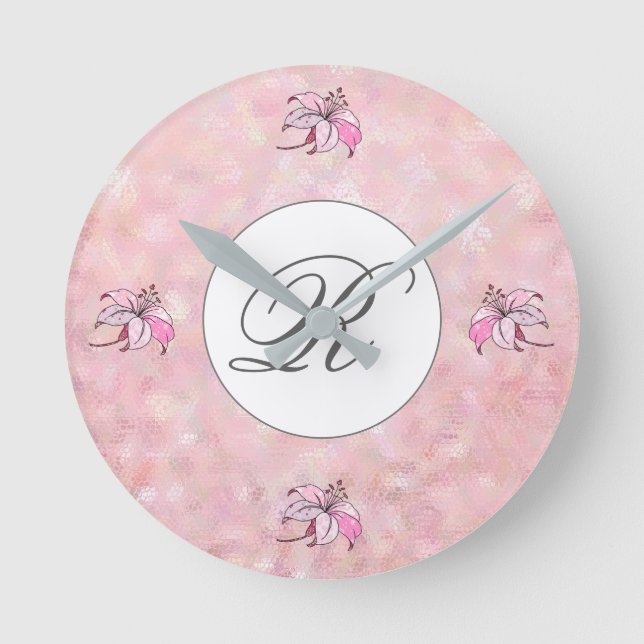 Rosa, personalisiert runde wanduhr (Vorderseite)