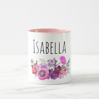 Rosa Personalisierte Aquarellfarben Tasse für Mädc