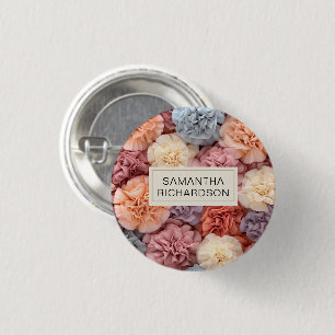 Rosa personalisierte Blume Button