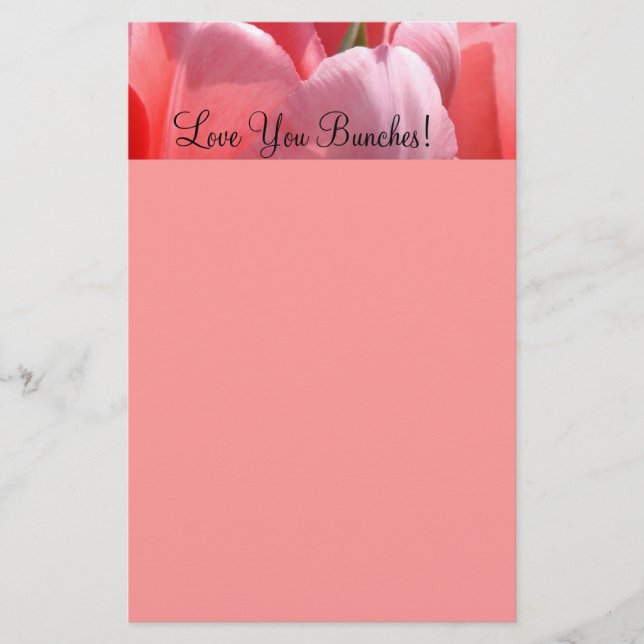 Rosa personalisierte Briefpapier Tulpe-Liebe Sie! (Vorderseite)