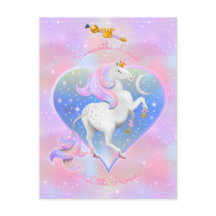 Rosa Personalisierte Einhorndruckerei Postkarte