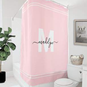 Rosa Personalisierte Eleganname Monogram Duschvorhang