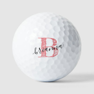 Rosa Personalisierte Elegant Script Monogram Initi Golfball