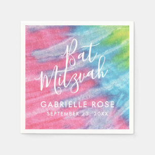 Rosa Personalisierte Gefärbte Krawatte Bat Mitzvah Serviette