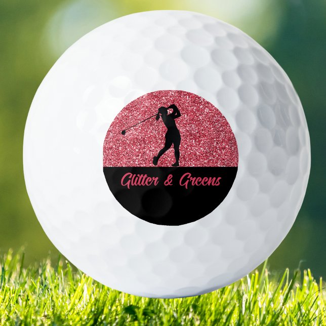 Rosa Personalisierte Golfbälle (Glitter & Greens women’s golf ball – fun, stylish, and perfect for tee time with a touch of sparkle.)