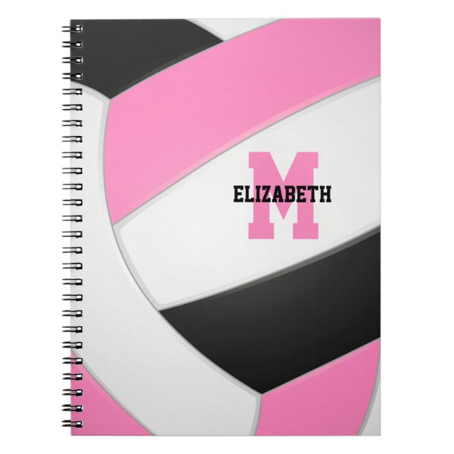 Rosa personalisierte Gürtelvolleyball Notizblock (Vorderseite)