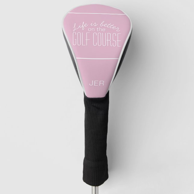 Rosa Personalisierte Initialen Mit Monogramm Golfa Golf Headcover (Vorderseite)