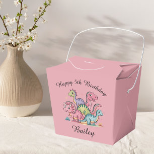 Rosa personalisierte Mädchen-Dinosaurier-Geburtsta Geschenkschachtel