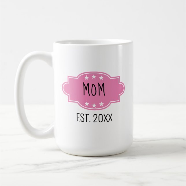 Rosa Personalisierte Mama Est 20XX Foto-Tasse hinz Kaffeetasse (Links)