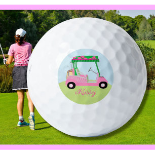 Rosa personalisierte maßgeschneiderte Golfwagen-Sc Golfball