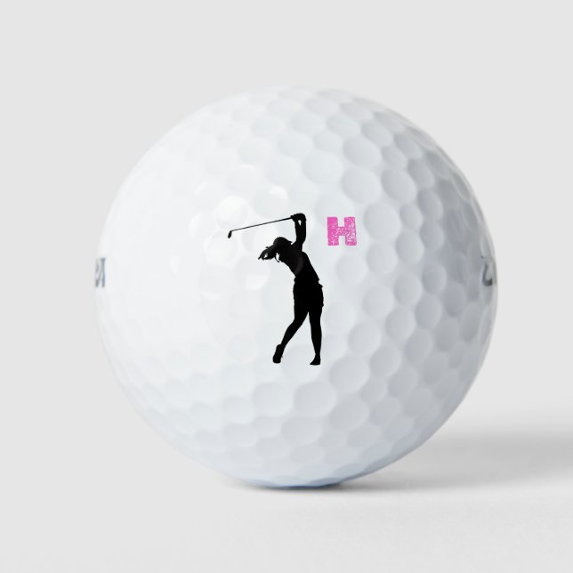 Rosa Personalisierte Monogramm-Golfbälle Golfball (Vorderseite)