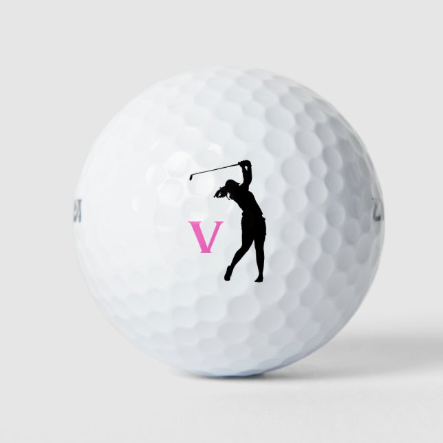 Rosa Personalisierte Monogramm-Golfbälle Golfball (Vorderseite)