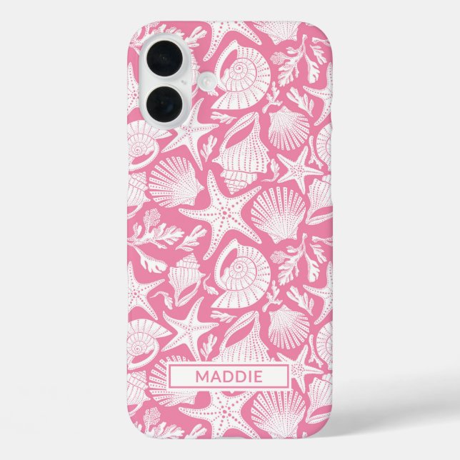 Rosa personalisierte Muscheln Case-Mate iPhone Hülle (Rückseite)