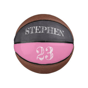 Rosa Personalisierte Namensnummer Chalkboard-Ätzu Mini Basketball