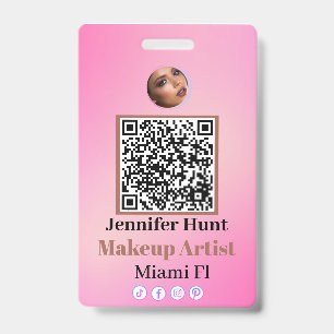 Rosa personalisierte Namensschilder mit QR-Code Ausweis