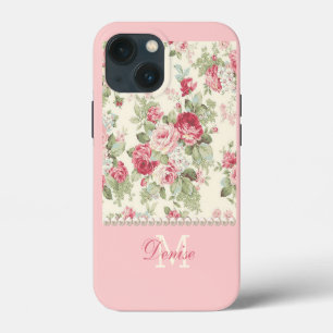 Rosa personalisierte rosa und rote Vintage-Rosen iPhone 13 Mini Hülle