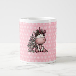 Rosa personalisierte Weihnachts-Einhörner Jumbo-Tasse
