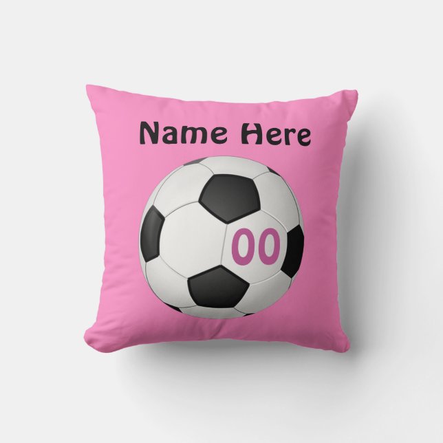 Rosa personalisierter Fußball Pillows NAMEN, ZAHL Kissen (Vorderseite)