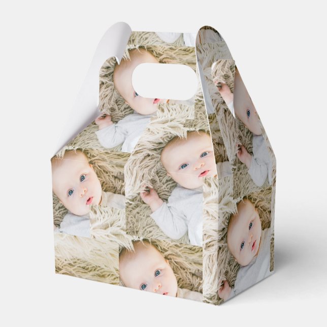 Rosa Personalisierter Geburtstagskreis des Fotos Geschenkschachtel (Vorderseite)