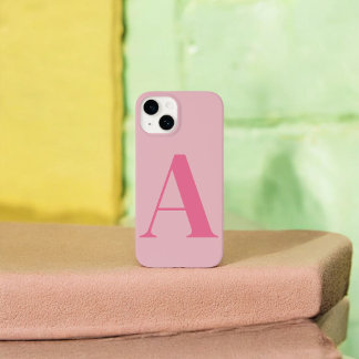 Rosa personalisierter Monogramm-Design-Name iPhone 14 Hülle