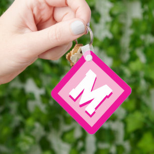Rosa personalisierter Name Anfangsbuchstabe Monogr Schlüsselanhänger