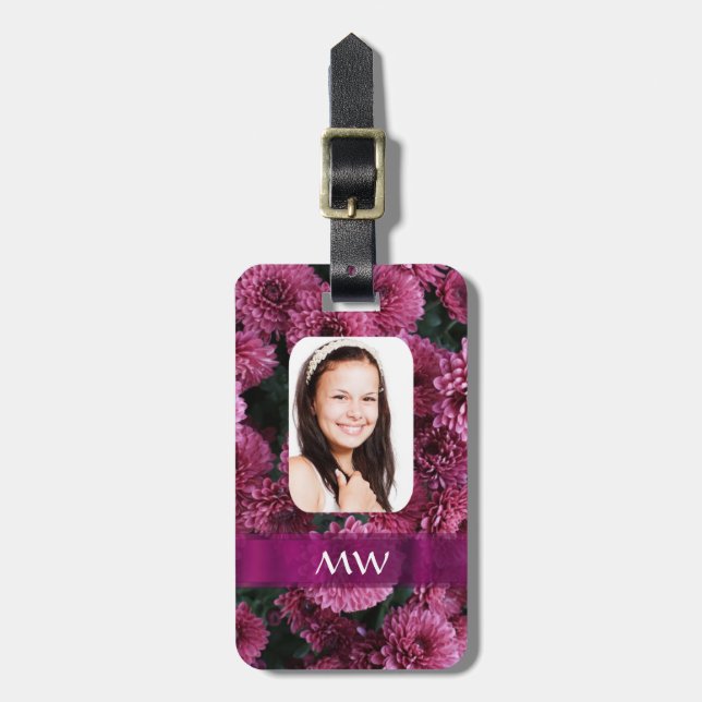 Rosa personalisiertes Foto Gepäckanhänger (Vorderseite vertikal)