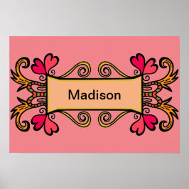 Rosa Personalisiertes, modernes Mädchenzimmer Poster