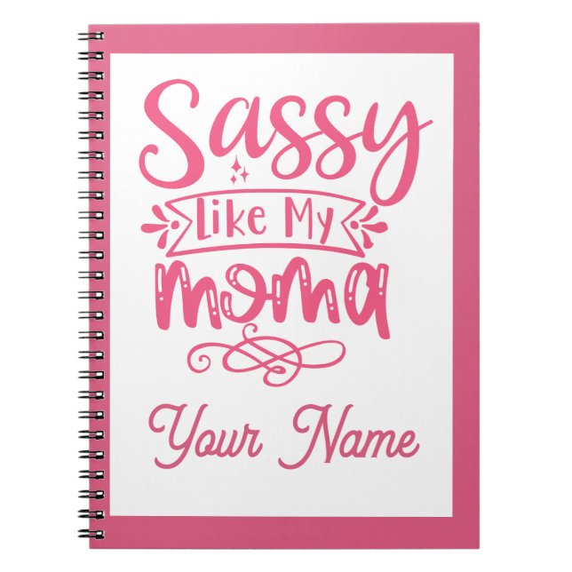 Rosa personalisiertes "Sassy Moma"  Notizblock (Vorderseite)