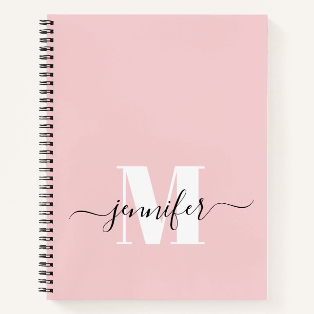 Rosa Personalisiertes Sketchbook Monogram Name Notizbuch (Vorderseite)