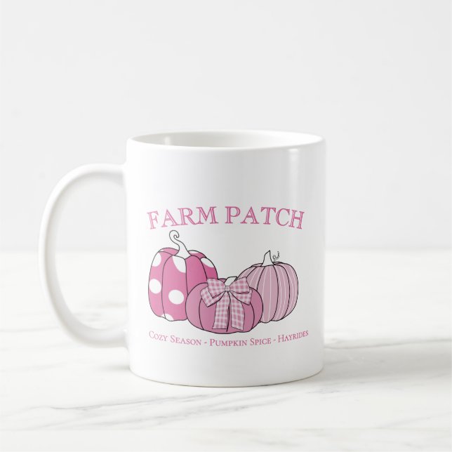 Rosa persönlicher Bauernhof-Patch Kaffeetasse (Links)
