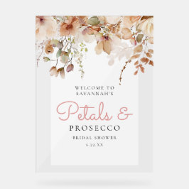 Rosa Petalen und Prosecco-Brautparty Acrylschild