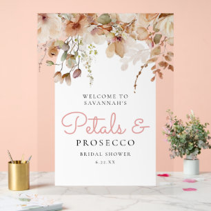 Rosa Petalen und Prosecco-Brautparty Acrylschild