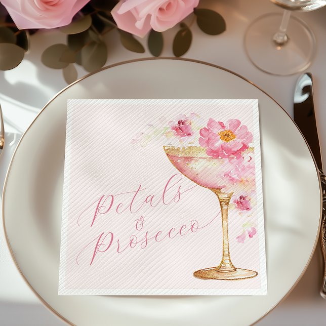 Rosa Petalen und Prosecco Brautparty Serviette (Von Creator hochgeladen)