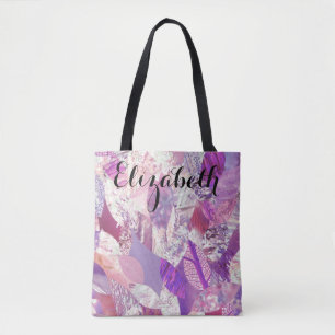 Rosa Petals Collage Personalisiert Name Tasche