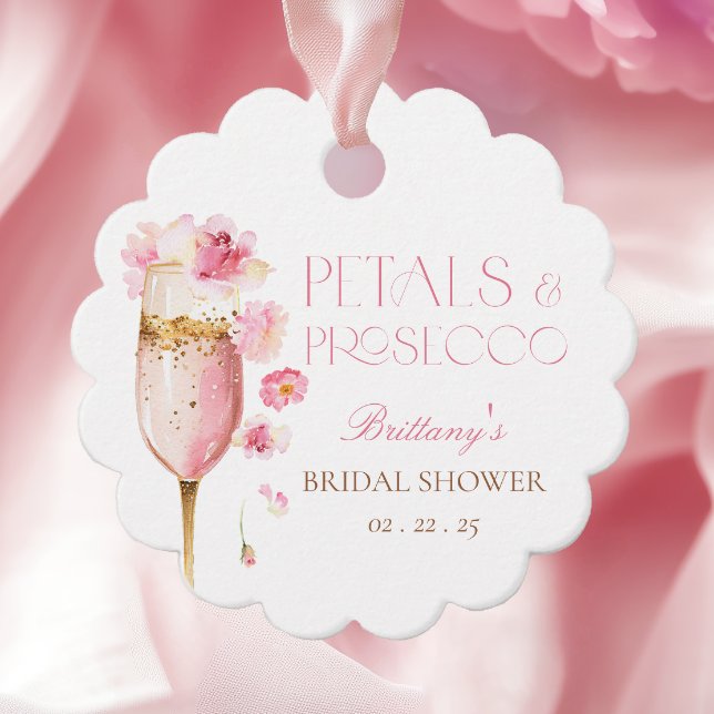 Rosa Petals Prosecco-Brautparty Geschenkanhänger (Von Creator hochgeladen)