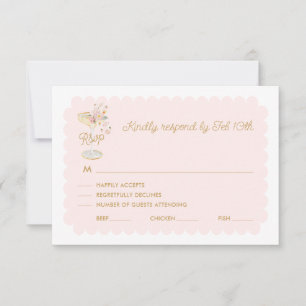 Rosa Petals und Prosecco RSVP Card Karte