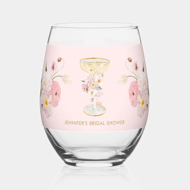 Rosa Petals und Prosecco Trinkbehälter Set Weinglas Ohne Stiel (Vorderseite)