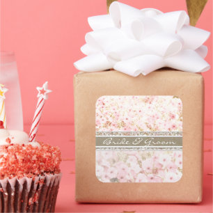 Rosa Petunia auf eleganten, weißen, glänzenden Auf Quadratischer Aufkleber