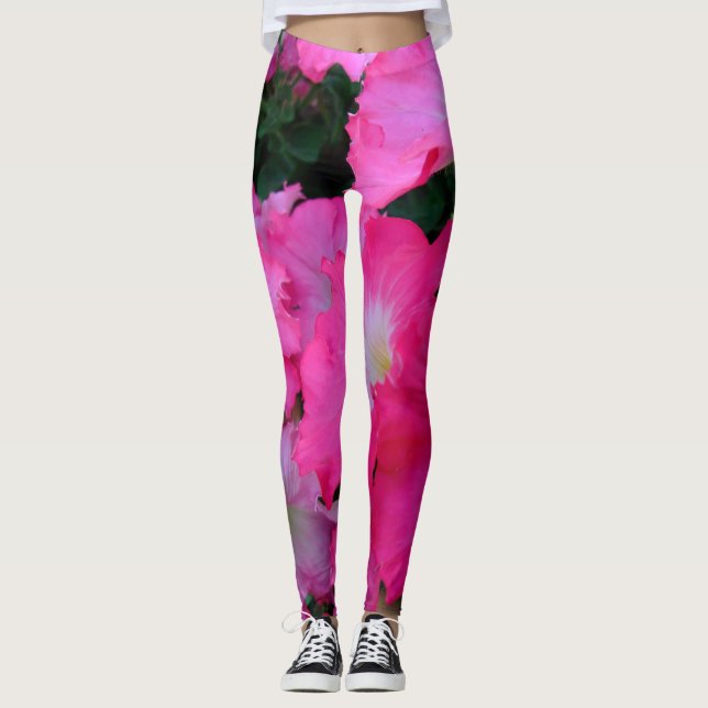 Rosa Petunien Leggings (Vorderseite)
