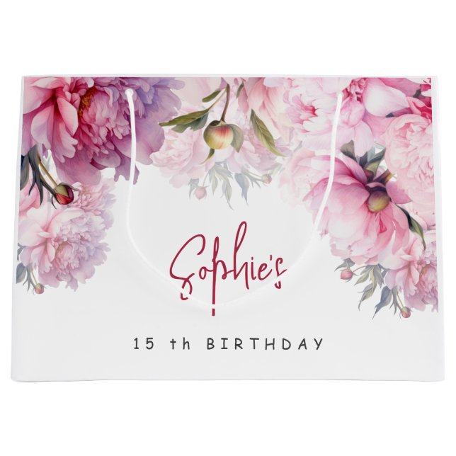 Rosa Pfannkuchen Geburtstagsparty Aquarell Große Geschenktüte (Vorderseite)