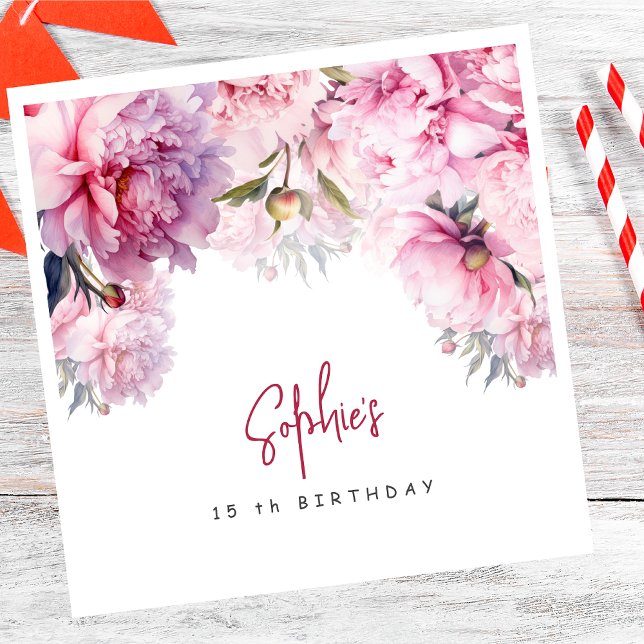 Rosa Pfannkuchen Geburtstagsparty Aquarell Serviette (Von Creator hochgeladen)