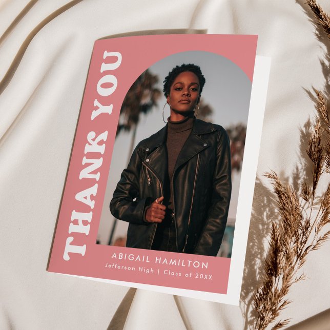 Rosa Pfeil 4 Foto Abschluss ausblenden Dankeskarte (Von Creator hochgeladen)