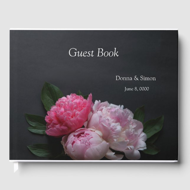 Rosa Pfennigfuchs auf dunklem Hintergrund Gästebuch (Vorderseite)