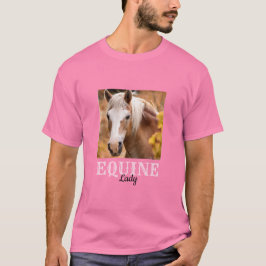Rosa Pferd-Lover-Fotovorlage T-Shirt