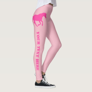 Rosa Pferde- oder Ponygewohnheitstext Leggings