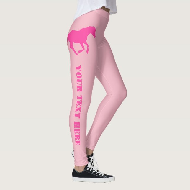 Rosa Pferde- oder Ponygewohnheitstext Leggings (Rechts)