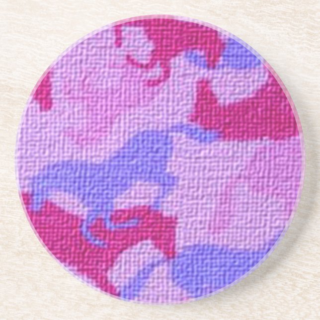 Rosa PferdeLeinwand Getränkeuntersetzer (Vorne)