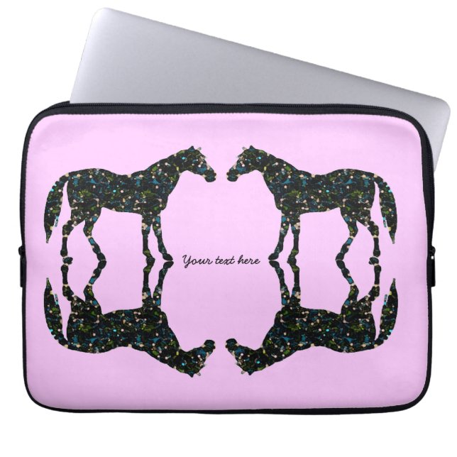 Rosa Pferdereflexions-Laptop-Hülse Laptopschutzhülle (Vorderseite)